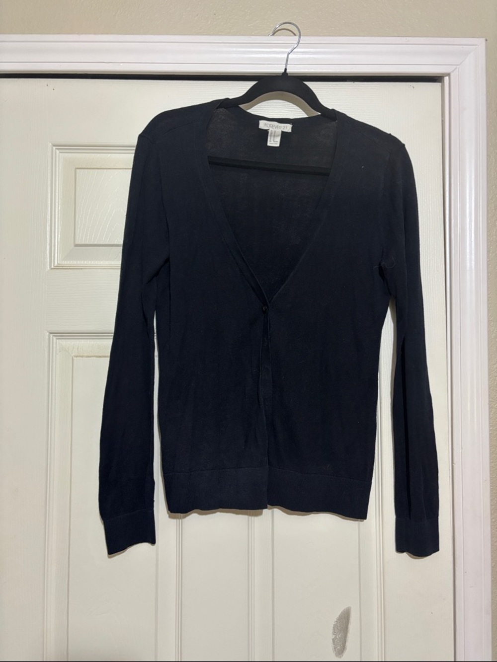 Forever 21 Black V-Neck Button-Front Cardigan